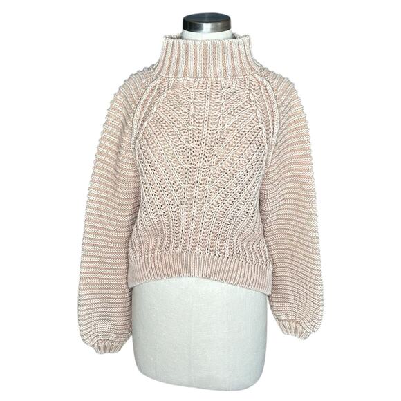 FREE PEOPLE  Sweetheart Sweater Sand Castle Tan Brown Women's Size Small Crop - Picture 1 of 7